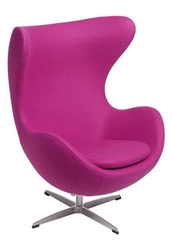 Fotel uszak Jajo fioletowy kaszmir obrotowy bujany do salonu i biura nowoczesny D2.DESIGN