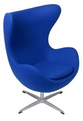 Fotel Jajo inspirowany Egg niebieski kaszmir nowoczesny obrotowy do salonu D2.DESIGN
