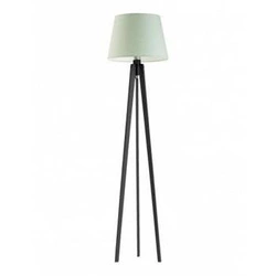 Lampa stojąca do salonu Curacao Lysne nowoczesna drewniana z abażurem miętowym 158 cm