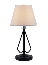 Lampka nocna do sypialni Morley czarna nowoczesna metalowa z abażurem Ledea 26 cm