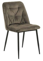 Krzesło tapicerowane welurowe Brooke beżowe do jadalni i salonu na czarnych nogach Actona