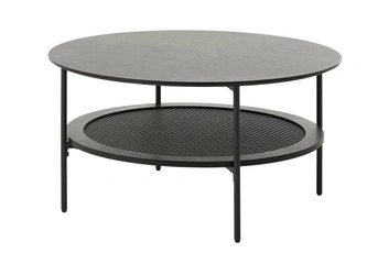 Stolik kawowy Pensacola okrągły 80 cm czarny dębowy do salonu