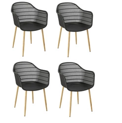 Zestaw 4 krzeseł Becker czarne/naturalne