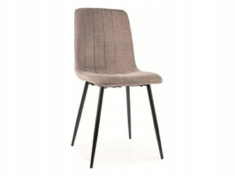 Krzesło tapicerowane Lana beżowe do jadalni i kuchni na czarnych nogach