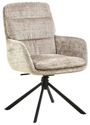 Krzesło obrotowe Edgar beżowe welurowe do jadalni z podłokietnikami
