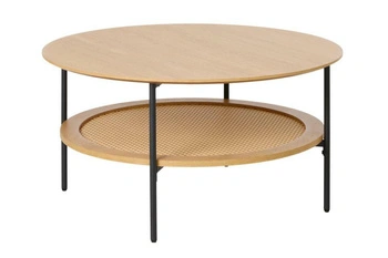 Stolik kawowy Pensacola okrągły 80 cm dąb z półką do salonu