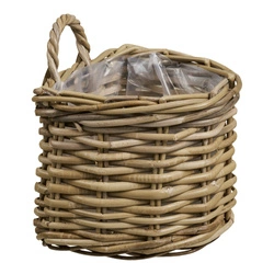 Kosz dekoracyjny Keli rattan kubu naturalny do salonu i sypialni 37x23x27 cm