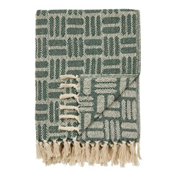 Koc Adana zielony ciepły bawełniany pled na kanapę i łóżko 130x180 cm