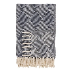 Koc bawełniany Izmir niebieski 130x180 ciepły pled na kanapę