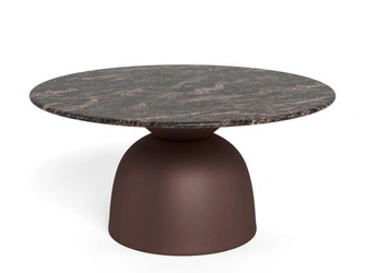 Stolik kawowy Ferrol okrągły marmurowy brązowy 80 cm do salonu