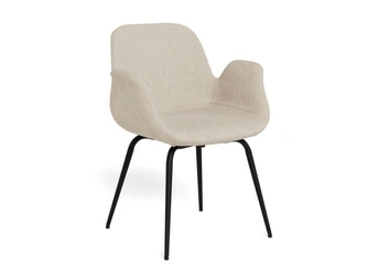 Krzesło Beth beżowe tapicerowane z podłokietnikami do jadalni salonu