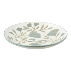 Taca dekoracyjna okrągła ceramiczna Miłorząb biała House Nordic 35,5 cm