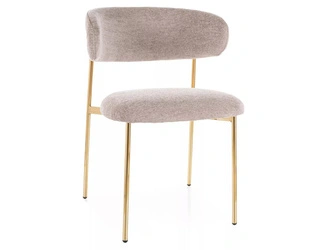 Krzesło Pasco Slim Intesi tapicerowane beżowe ze złotymi nogami do jadalni