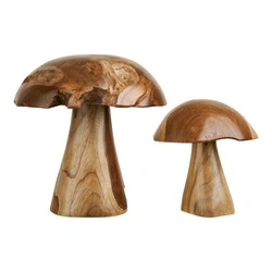 Dekoracja ogrodowa Mushrooms House Nordic komplet z drewna tekowego naturalny