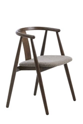 Krzesło drewniane tapicerowane Relate beżowe z podłokietnikami do jadalni nowoczesne