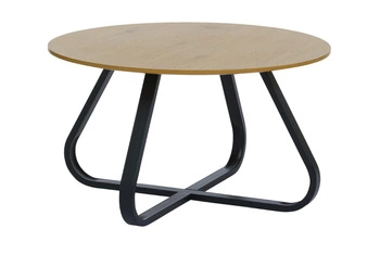 Okrągły stolik kawowy Resul 80 cm dębowy czarny nowoczesny loft do salonu