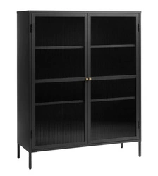 Witryna Bronco czarna metalowa loftowa do salonu na alkohol 140 cm