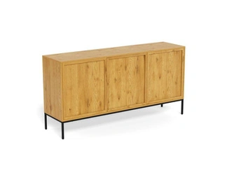 Komoda Palmdale dąb naturalny czarna 158 cm nowoczesna do salonu