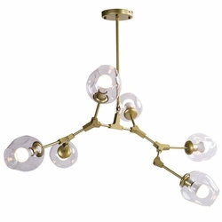 Lampa wisząca MODERN ORCHID-6 złoto tran sparentna 130 cm OUTLET