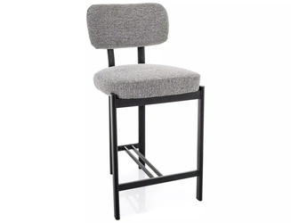 Hoker Montico szary tapicerowany do kuchni na czarnych nogach