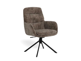 Actona Edgar krzesło obrotowe do jadalni tapicerowane brązowe loft