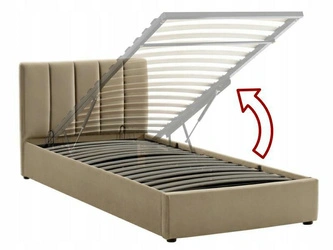 Łóżko młodzieżowe Lexington 90x200 beżowe welurowe z pojemnikiem