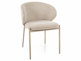 Krzesło tapicerowane Elsme beżowe z podłokietnikami do jadalni salonu