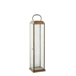 Lampion ogrodowy Herslev wysoki szkło i mosiądz antyczny na taras i balkon