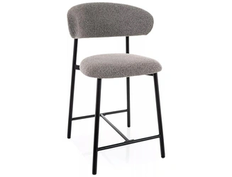 Hoker Pasco Slim tapicerowany szary z oparciem do kuchni 61 cm