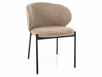 Krzesło Elsme tapicerowane beżowe z podłokietnikami do jadalni