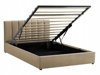 Łóżko tapicerowane Lexington 120x200 beżowe welurowe z pojemnikiem