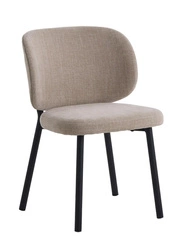 Krzesło tapicerowane Naws beżowe nowoczesne do jadalni na czarnych metalowych nogach