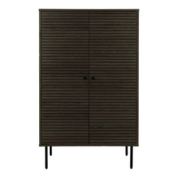 Komoda Kyoto wysoka skandynawska ryflowana dębowa do salonu 80 cm