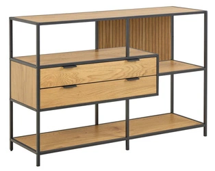 Regał na książki Seaford V loftowy z szufladami dąb dziki/czarny