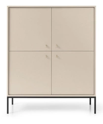 Komoda Evora wysoka beżowa 125 cm nowoczesna na nóżkach do salonu i sypialni Intesi