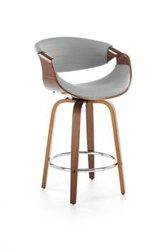 Hoker Analis industrialny tapicerowany z oparciem i podłokietnikami do kuchni popielaty/orzechowy