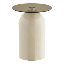 Ravello stolik kawowy okrągły szklany beżowy nowoczesny 40 cm