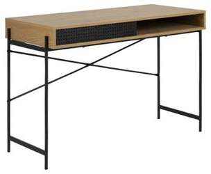 Biurko industrialne do pracy Angus Actona dąb z półką kompaktowe loft 110x50 cm