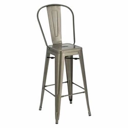 Hoker Paris Back 75 cm metalowy industrialny z oparciem do kuchni i wyspy szary D2.DESIGN