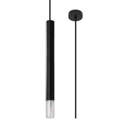 Lampa wisząca czarna Wezyr 1 nowoczesna tuba do salonu, kuchni lub nad wyspę