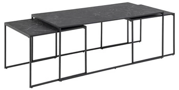 Komplet stolików kawowych Infinity czarny marmur prostokątny nowoczesny loft do salonu Actona