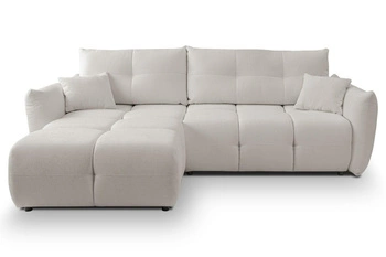 Narożnik z funkcją spania do salonu Bode szary nowoczesny lewy z pojemnikiem Intesi