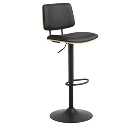Hoker Owen czarny z oparciem, regulowany, obrotowy, skórzany do kuchni i wyspy nowoczesny Actona