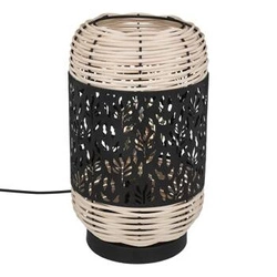 Lampka nocna Cosy Atmosphera czarna i rattanowa do sypialni nowoczesna boho na stolik