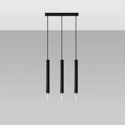 Lampa wisząca Wezyr 3 czarna nowoczesna nad wyspę do kuchni i jadalni Sollux