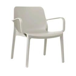 Fotel Ginevra Lounge nowoczesny beżowy fotel do salonu i na taras z podłokietnikami wodoodporny