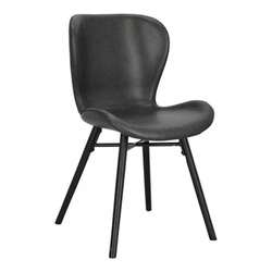 Krzesło tapicerowane Batilda Actona czarne ekoskóra nowoczesne do jadalni i salonu
