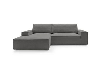 Narożnik sztruksowy Molde M lewy z funkcją spania i pojemnikiem do salonu szary