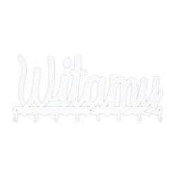 Wieszak ścienny do przedpokoju biały nowoczesny metalowy Witamy Intesi 8 haczyków