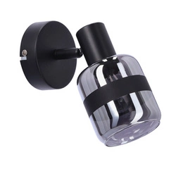 Nowoczesny kinkiet ścienny Yuki czarny matowy z dymionym kloszem do salonu i sypialni Candellux